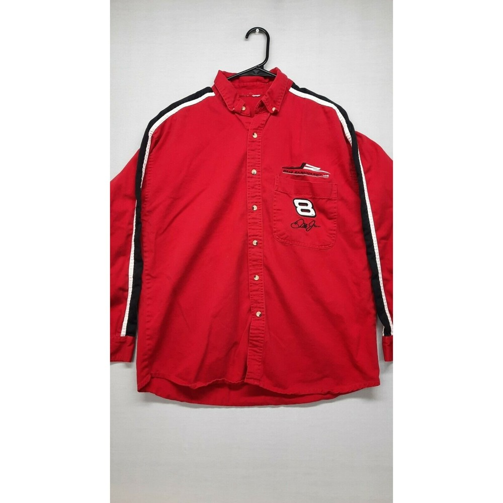 Dale Jr Winners Circle Bud Racing #8 Mens Red Long Sleeve Button Up Size XL